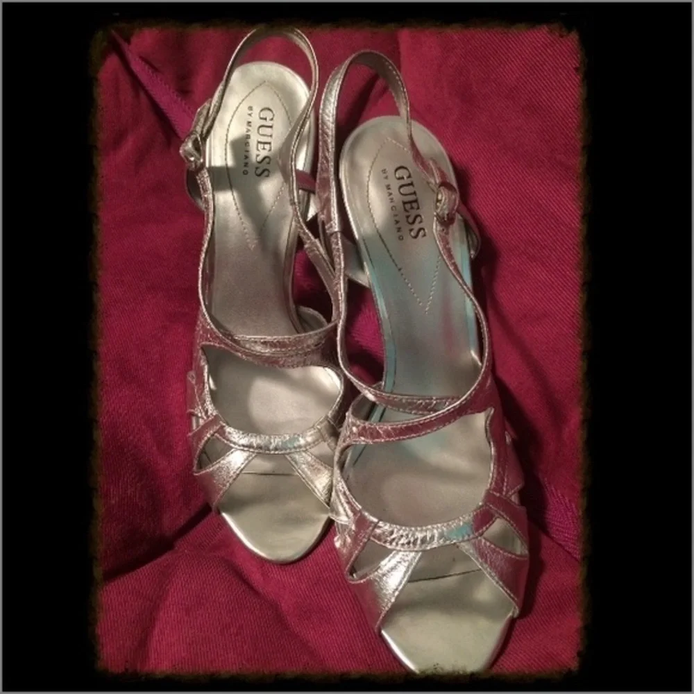 Guess by Marciano Silver Strappy Heels